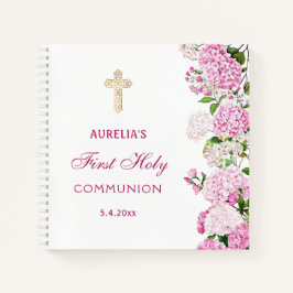 Roze Hortensia Eerste Communie Gastboek Notitieboek