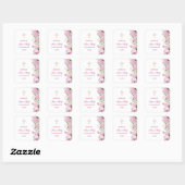 Roze Hortensia Eerste Communie Vierkante Sticker (Vel)
