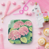 Roze Hortensia Floral Elegant Garden Papieren Bordje (Feest)