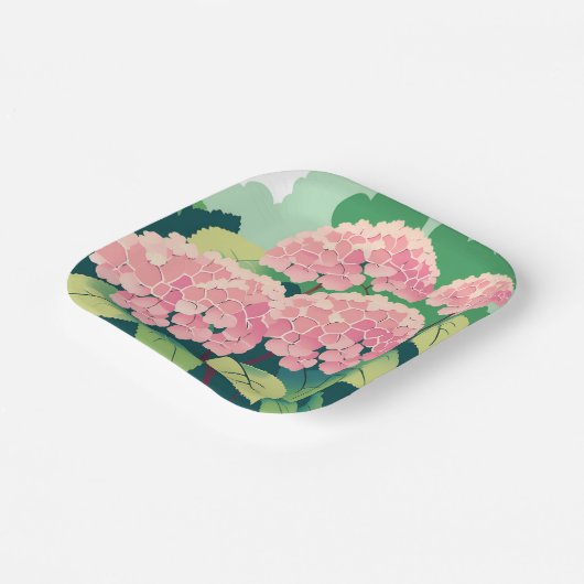 Roze Hortensia Floral Elegant Garden Papieren Bordje (Gebogen)