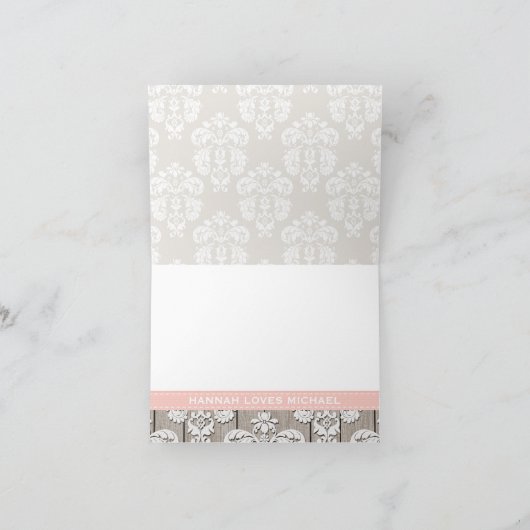 Roze Hortensia Geborduurd Monogram Weegschaalglas Bedankkaart (Binnen)