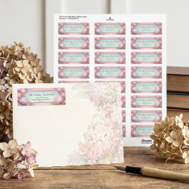 Roze Hortensia Goud Filigraan Hemelblauw Etiket