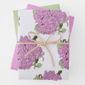 Roze hortensia, groen & roze inpakvellen inpakpapier vel (In situ)