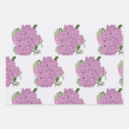 Roze hortensia, groen & roze inpakvellen inpakpapier vel