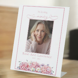 Roze Hortensia 'In Loving Memory' Herdenkingsteken Reclamebord Met Voetstuk