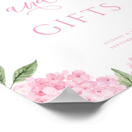 Roze hortensia Kaarten en geschenken bruiloft Poster (Hoek)