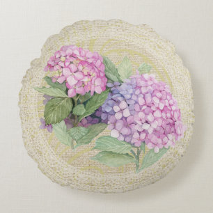 Roze hortensia & kant bloem vintage kussen
