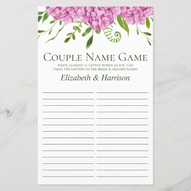 Roze Hortensia Koppelnaam Shower Game (Voorkant)