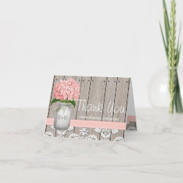 Roze Hortensia Monogram Metserglas DANK JE WEL Bedankkaart