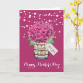 Roze Hortensia Mooie Bloemige Moederdag Kaart (Gele Bloem)