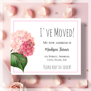 Roze Hortensia Nieuw Huis Aankondiging Flyer