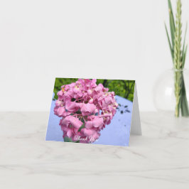 Roze Hortensia Op Een Tafel Bedankkaart