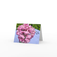 Roze hortensia op een tafel