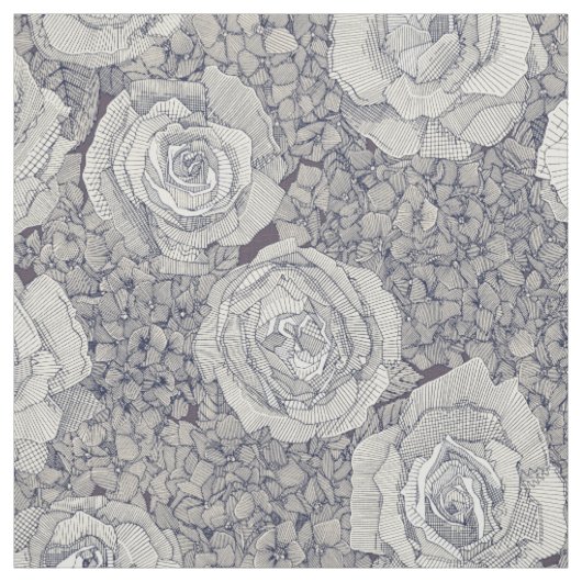 roze hortensia parel navy pruim stof (Swatch)
