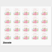 Roze hortensia & pioen Baby shower Dank u Vierkante Sticker (Vel)