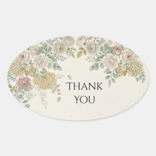 Roze Hortensia Roos Trouw Bedankt Ovale Sticker
