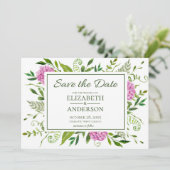 Roze Hortensia Save The Date (Staand voorkant)