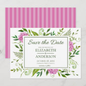Roze Hortensia Save The Date (Voorkant / Achterkant)