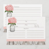 Roze Hortensia Stenen Pot Receptkaart voor Koppels (Voorkant / Achterkant)