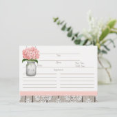 Roze Hortensia Stenen Pot Receptkaart voor Koppels (Staand voorkant)