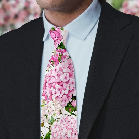 Roze hortensia stropdas