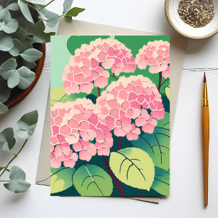 Roze Hortensia Struik Ansichtkaart Briefkaart