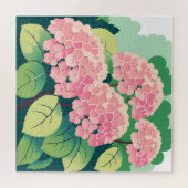 Roze Hortensia Struik Kaart Legpuzzel (Horizontaal)