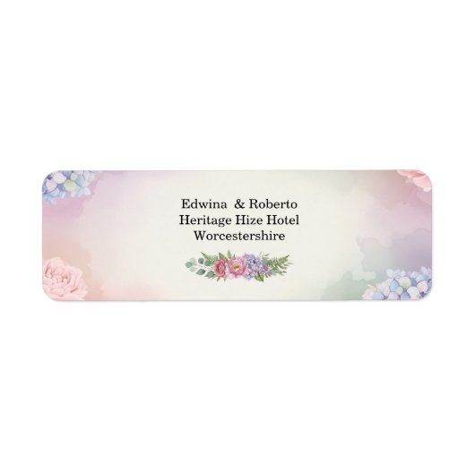 Roze Hortensia Trouw Adres Label Sticker (Voorkant)