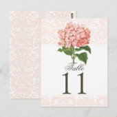 Roze Hortensia Trouwtafel Nummer Briefkaart (Voorkant / Achterkant)