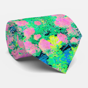 Roze Hortensia Tuin met Gele Loof Stropdas
