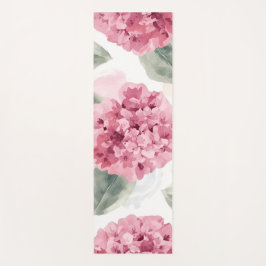 Roze Hortensia Watercolor Botanisch Bloemmotief Yogamat