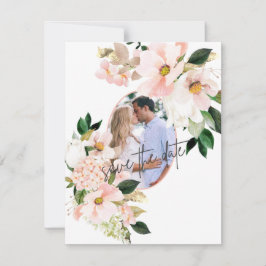 Roze Hortensia Witte Tulpen Foto Bruiloft  Save The Date