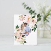 Roze Hortensia Witte Tulpen Foto Bruiloft  Save The Date (Staand voorkant)
