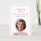 Roze hortensia zomerbloemen begrafenis gevouwen programma (Voorkant)