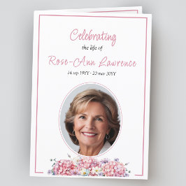 Roze hortensia zomerbloemen begrafenis gevouwen programma