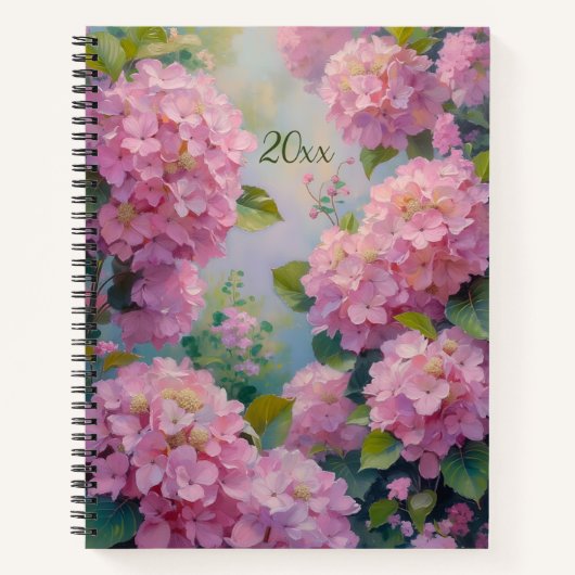 Roze Hortensia's Bloemenspiraalgebonden Dagboek Le Notitieboek (Voorkant)
