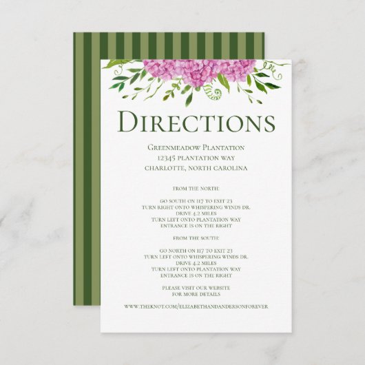 Roze Hortensia's Bloemige Trouw Richtingen Informatiekaartje (Voorkant / Achterkant)