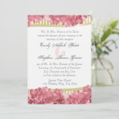 Roze hortensia's en gouden strepen kaart (Staand voorkant)