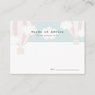 Roze Hot Air Ballon Baby shower Advice Kaart