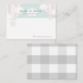 Roze Hot Air Ballon Baby shower Advice Kaart (Voorkant / Achterkant)