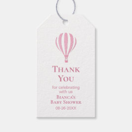 Roze Hot Air Ballon Baby shower Hartelijk dank Cadeaulabel