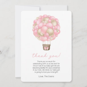 Roze Hot Air ballon Baby shower Hartelijk dank Kaart