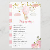 Roze Hot Air ballon Oerwoud Zoek de gast (Voorkant / Achterkant)