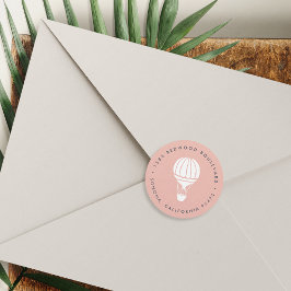 Roze Hot Air Ballonadres Ronde Sticker
