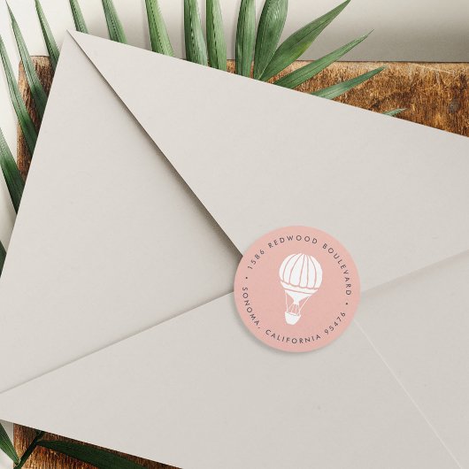 Roze Hot Air Ballonadres Ronde Sticker