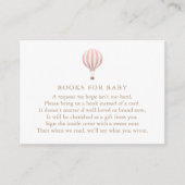 Roze Hot Air ballonboeken voor Baby showers voor B Informatiekaartje (Voorkant)