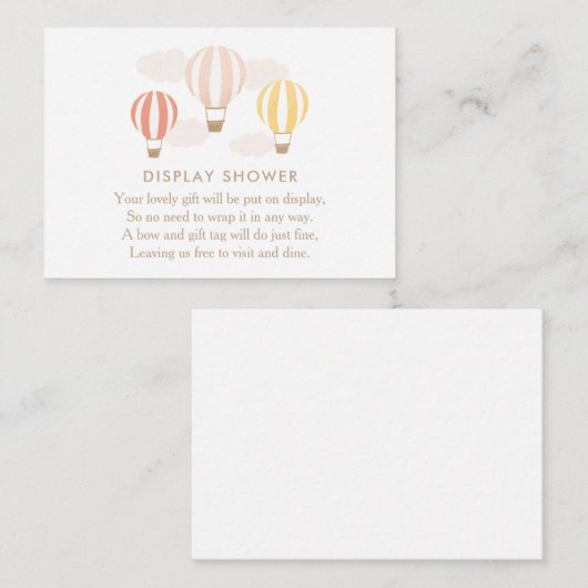 Roze hot-Air-ballonnen Display Showbehuizing Informatiekaartje (Voorkant / Achterkant)