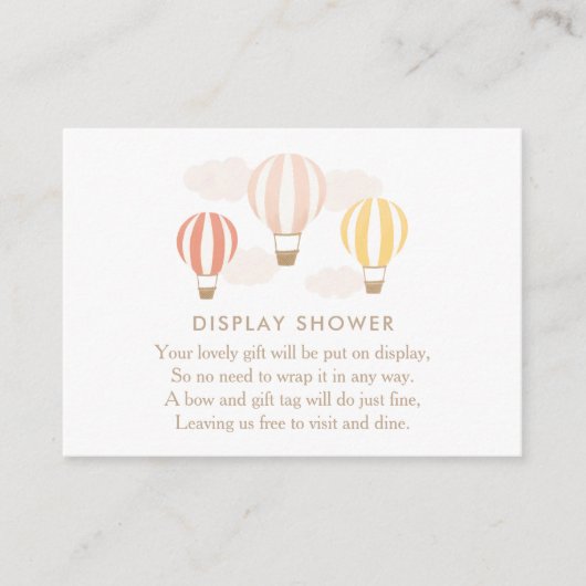 Roze hot-Air-ballonnen Display Showbehuizing Informatiekaartje (Voorkant)