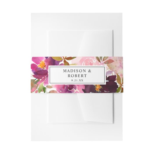 Roze - Hot, Blush en Paarse Floral 3 Uitnodigingen Wikkel (Voorkant Voorbeeld)