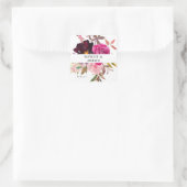 Roze - Hot & Blush & Paarse Floral Hartelijk dank Vierkante Sticker (Tas)
